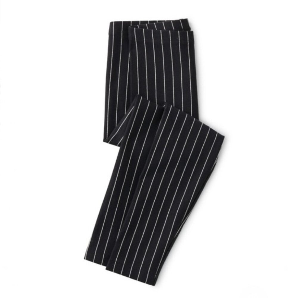 NWT Tea Collection Metallic Stripe Leggings Jet Black Size 2